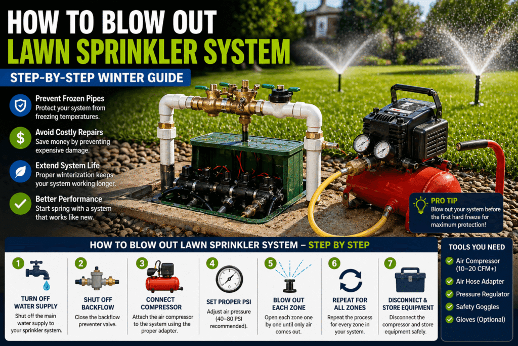 how to blow out lawn sprinkler system