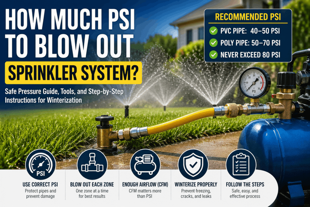 how much psi to blow out sprinkler system