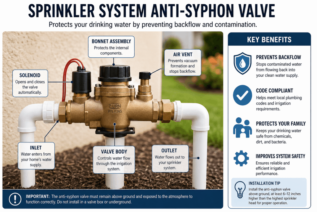 sprinkler system anti-syphon valve