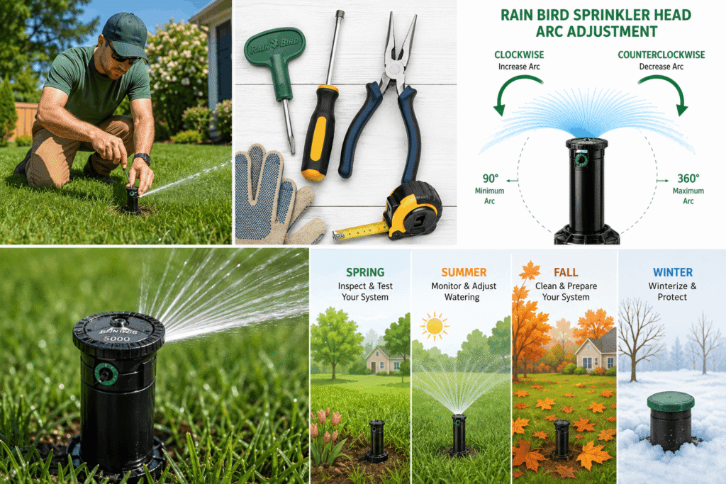 how to adjust rain bird sprinkler heads