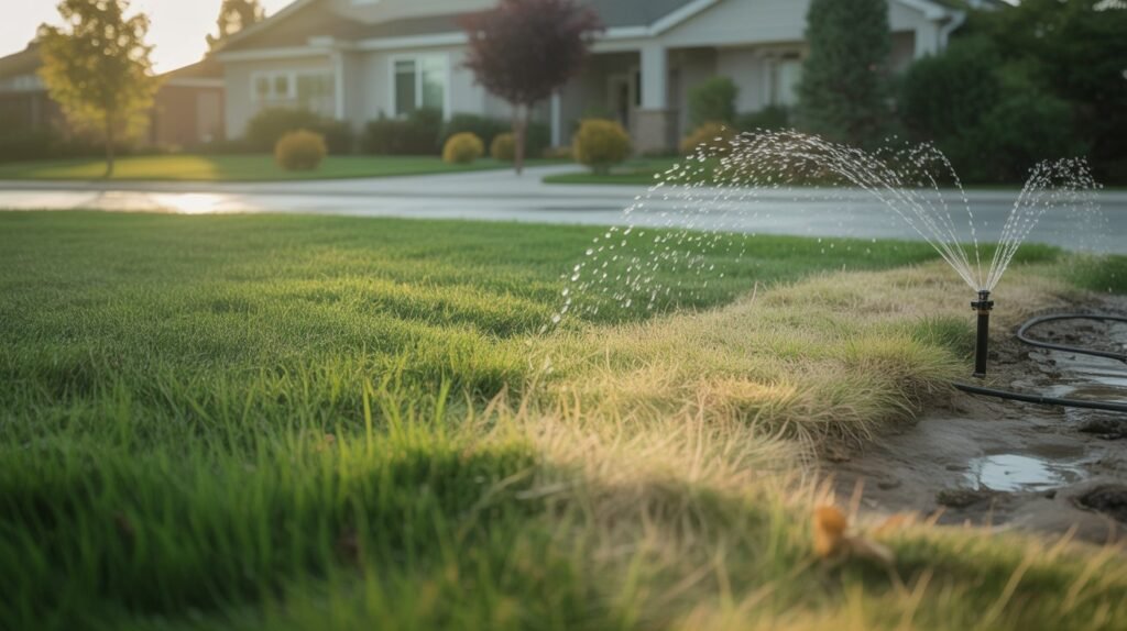 why is my lawn turning yellow after watering