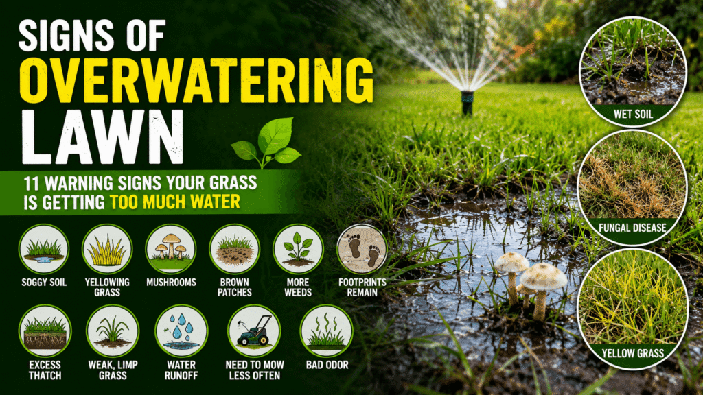 signs of overwatering lawn